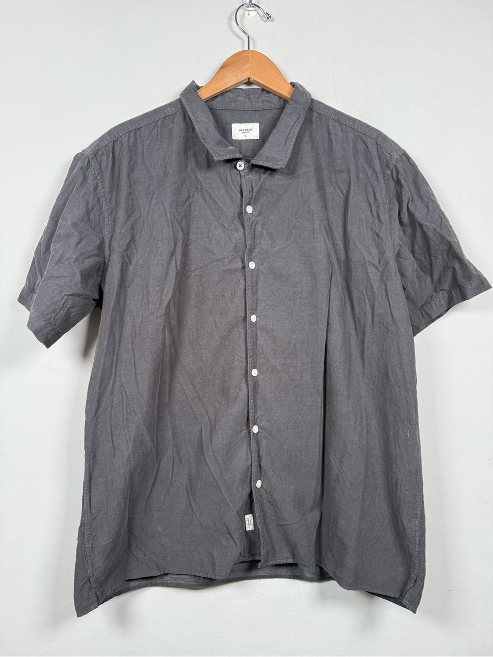 The Academy Brand Men's Short-Sleeve Button-Down Shirt in Gray 100% Cotton XL